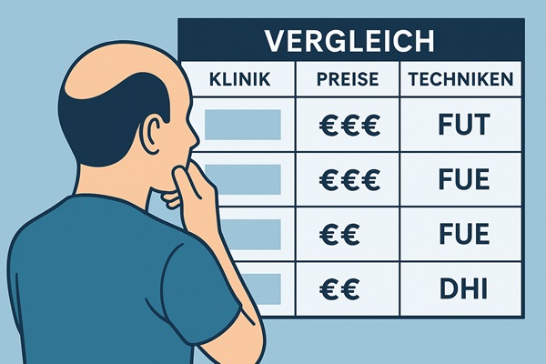 Vergleichstabelle Haartransplantationskliniken Deutschland
